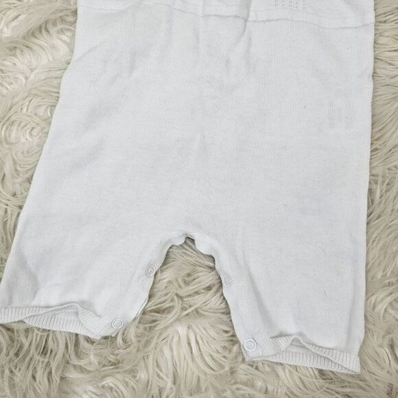 Hapiu 100% Cotton Christening Outfit Jon Jon Zip Back Romper Size 3M Cross - Picture 2 of 7